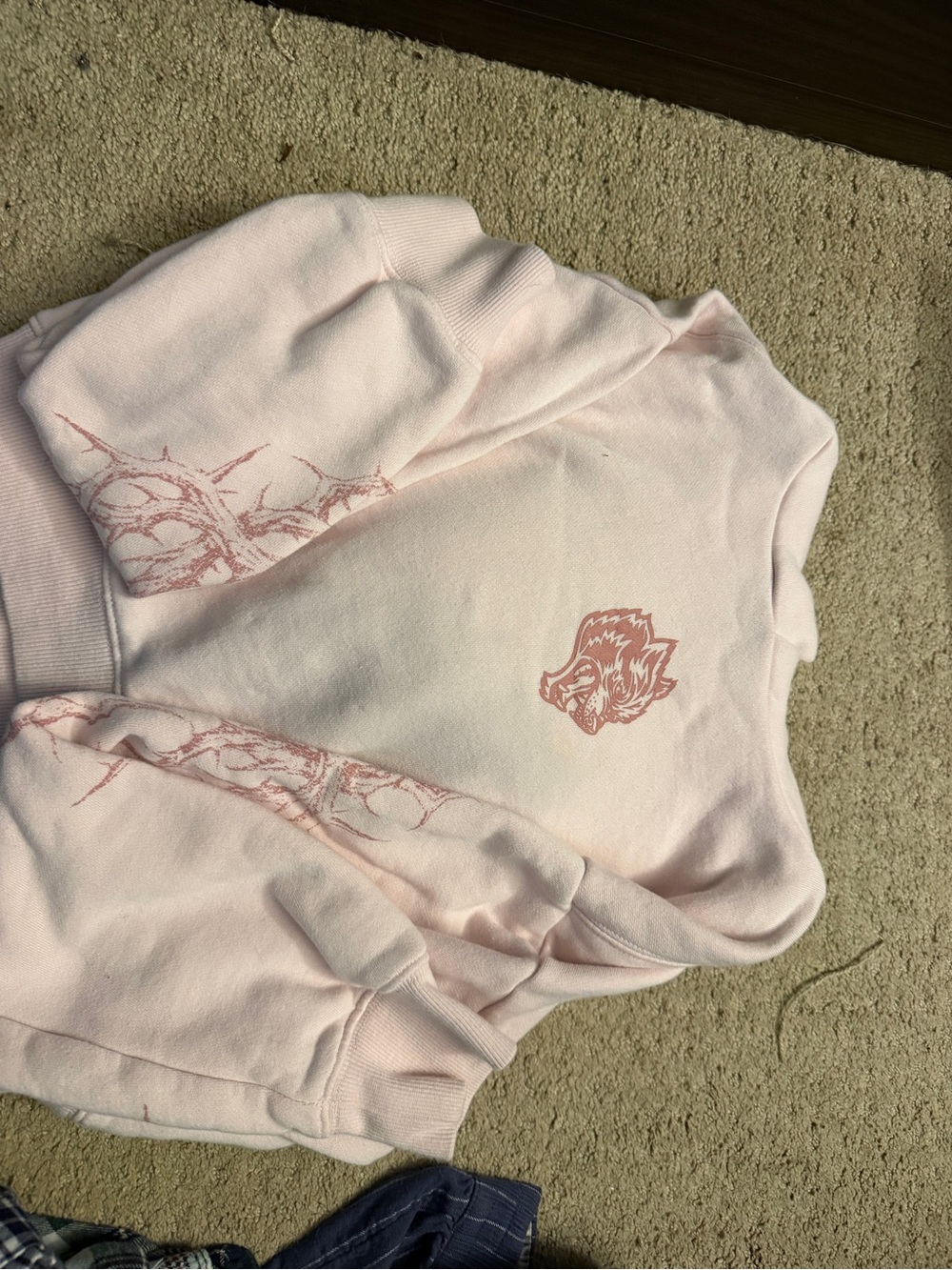 Darc Sport Pale Pink Crewneck Sweatshirt with Graphic Emblem